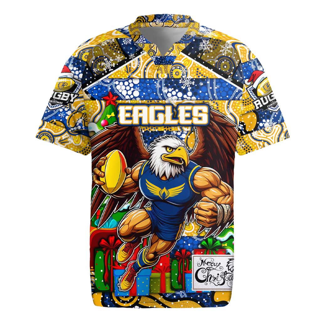 Custom Eagles Rugby Merry Christmas Rugby Jersey Indigenous Australian Art