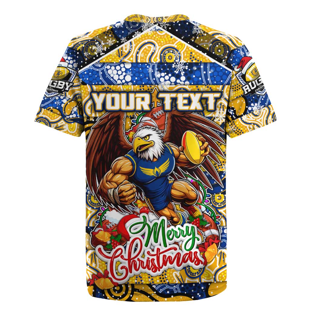 Custom Eagles Rugby Merry Christmas Rugby Jersey Indigenous Australian Art