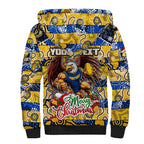 Custom Eagles Rugby Merry Christmas Sherpa Hoodie Indigenous Australian Art