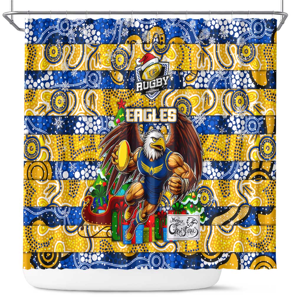Eagles Football Merry Christmas Shower Curtain Indigenous Australian Art