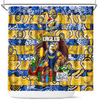 Eagles Football Merry Christmas Shower Curtain Indigenous Australian Art