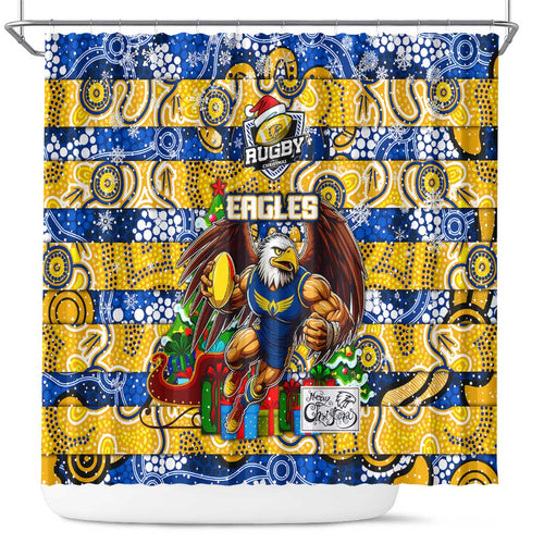 Eagles Football Merry Christmas Shower Curtain Indigenous Australian Art