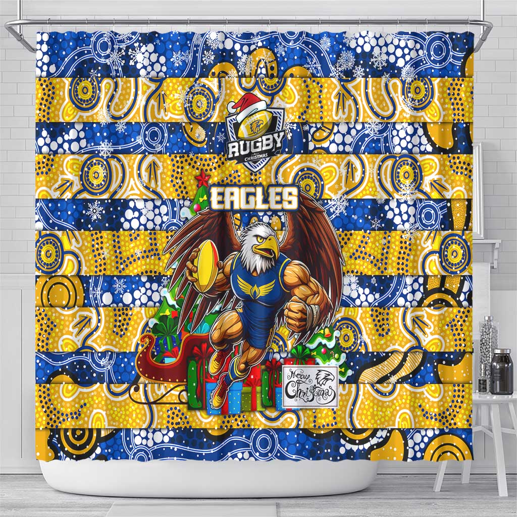 Eagles Football Merry Christmas Shower Curtain Indigenous Australian Art