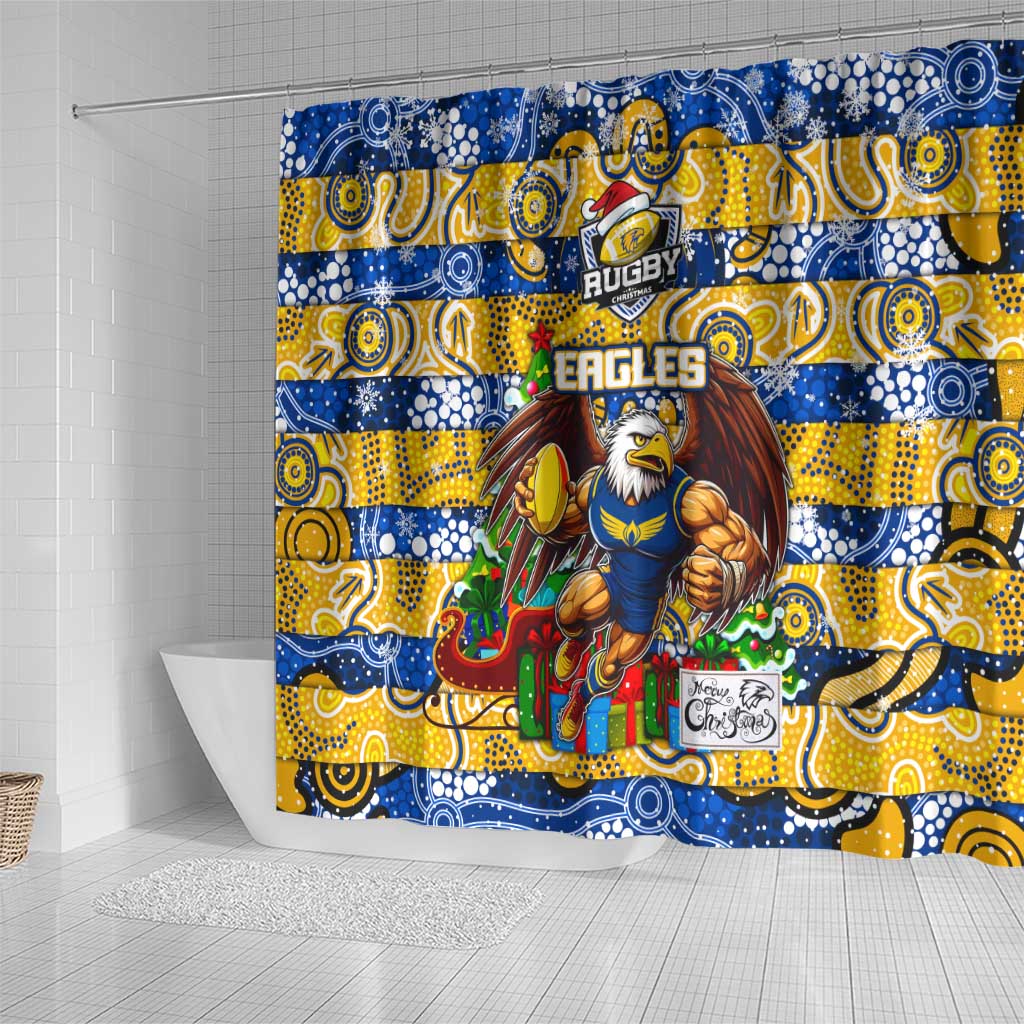 Eagles Football Merry Christmas Shower Curtain Indigenous Australian Art