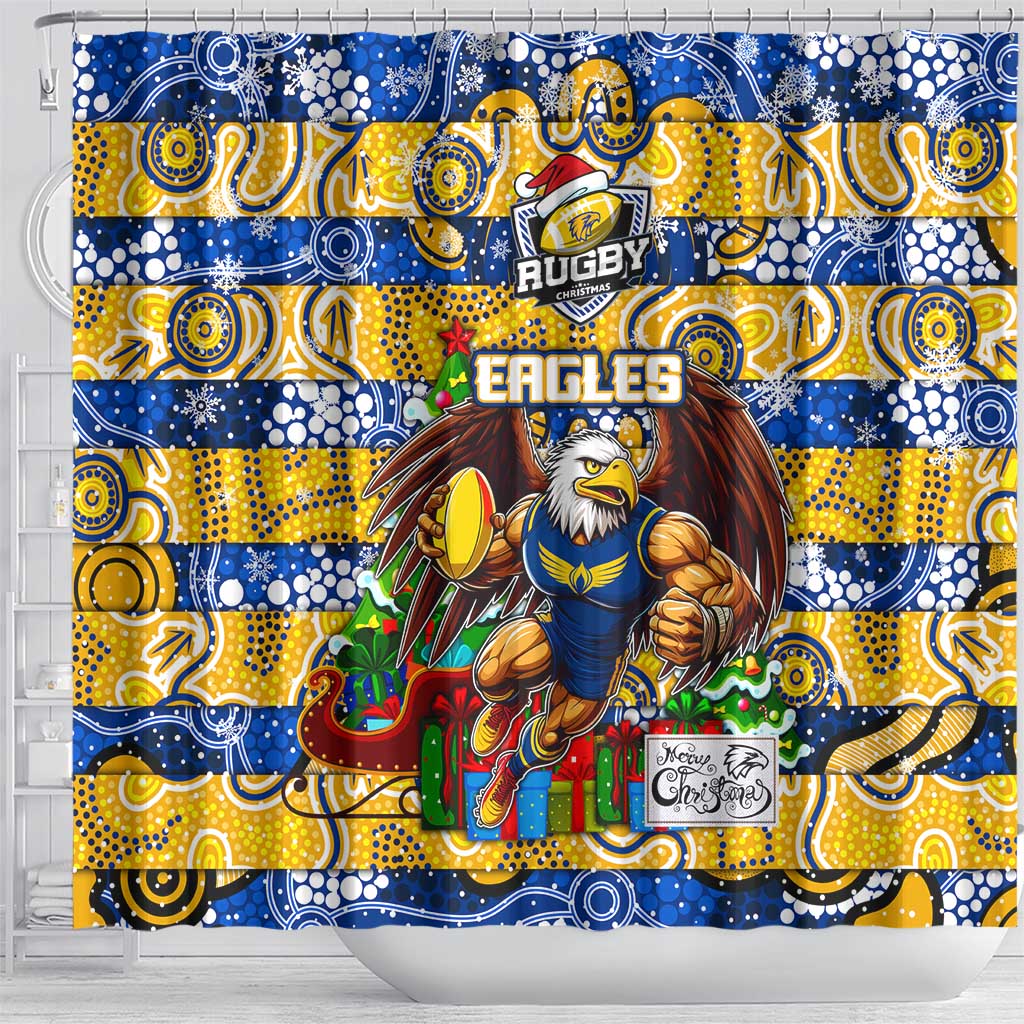 Eagles Football Merry Christmas Shower Curtain Indigenous Australian Art