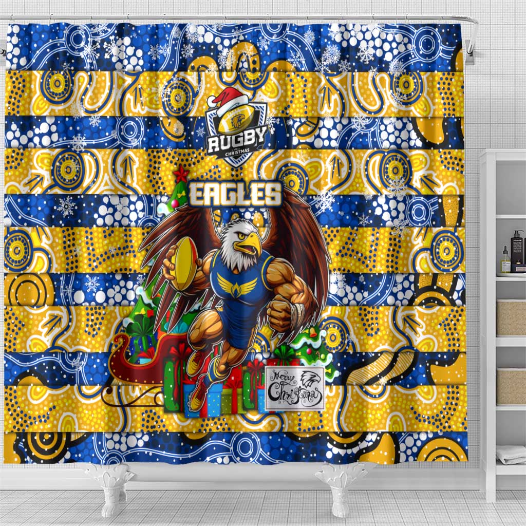 Eagles Football Merry Christmas Shower Curtain Indigenous Australian Art