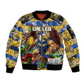 Custom Eagles Rugby Merry Christmas Sleeve Zip Bomber Jacket Indigenous Australian Art