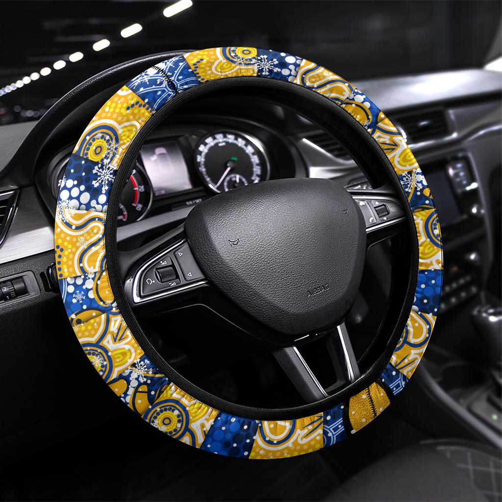 Eagles Football Merry Christmas Steering Wheel Cover Indigenous Australian Art