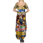 Custom Eagles Rugby Merry Christmas Summer Maxi Dress Indigenous Australian Art