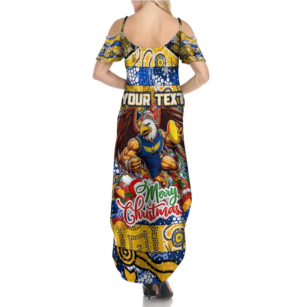Custom Eagles Rugby Merry Christmas Summer Maxi Dress Indigenous Australian Art