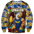 Custom Eagles Rugby Merry Christmas Sweatshirt Indigenous Australian Art