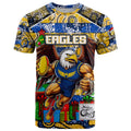 Custom Eagles Rugby Merry Christmas T Shirt Indigenous Australian Art