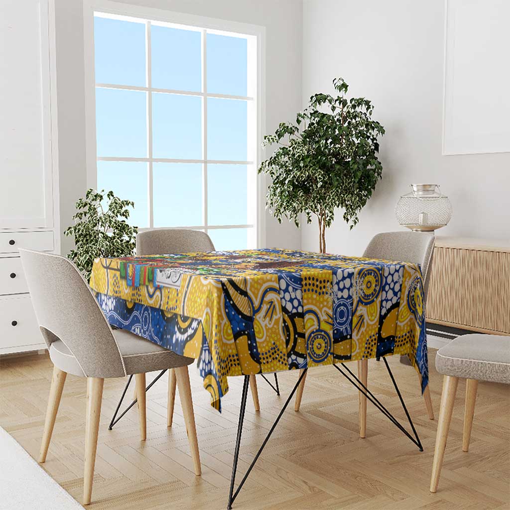 Eagles Football Merry Christmas Tablecloth Indigenous Australian Art