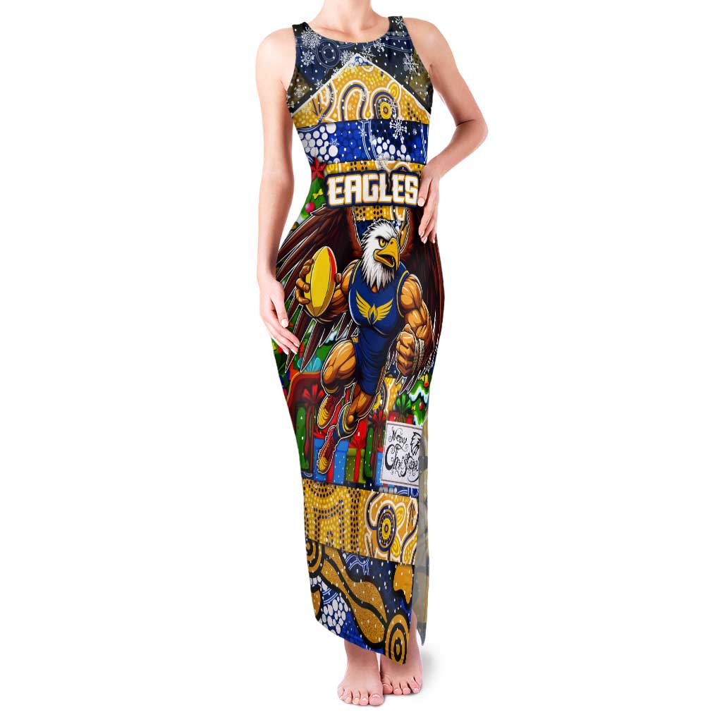 Custom Eagles Rugby Merry Christmas Tank Maxi Dress Indigenous Australian Art
