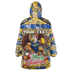 Custom Eagles Rugby Merry Christmas Wearable Blanket Hoodie Indigenous Australian Art