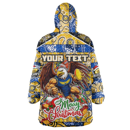Custom Eagles Rugby Merry Christmas Wearable Blanket Hoodie Indigenous Australian Art