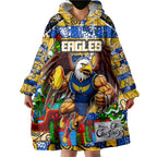 Custom Eagles Rugby Merry Christmas Wearable Blanket Hoodie Indigenous Australian Art