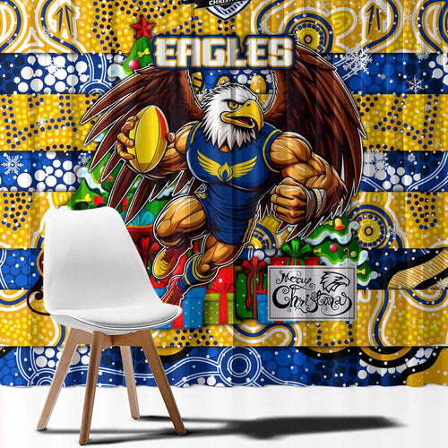 Eagles Football Merry Christmas Window Curtain Indigenous Australian Art