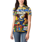 Custom Eagles Rugby Merry Christmas Women Polo Shirt Indigenous Australian Art