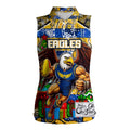 Custom Eagles Rugby Merry Christmas Women Sleeveless Polo Shirt Indigenous Australian Art