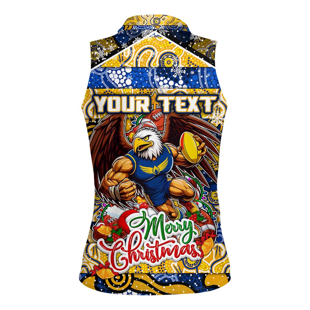 Custom Eagles Rugby Merry Christmas Women Sleeveless Polo Shirt Indigenous Australian Art