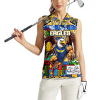 Custom Eagles Rugby Merry Christmas Women Sleeveless Polo Shirt Indigenous Australian Art