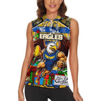 Custom Eagles Rugby Merry Christmas Women Sleeveless Polo Shirt Indigenous Australian Art
