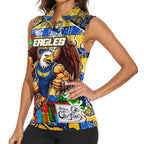 Custom Eagles Rugby Merry Christmas Women Sleeveless Polo Shirt Indigenous Australian Art