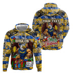 Custom Eagles Rugby Merry Christmas Zip Hoodie Indigenous Australian Art