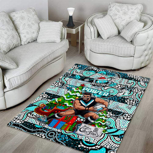 Power Football Merry Christmas Area Rug Indigenous Australian Art
