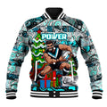 Custom Power Rugby Merry Christmas Baseball Jacket Indigenous Australian Art