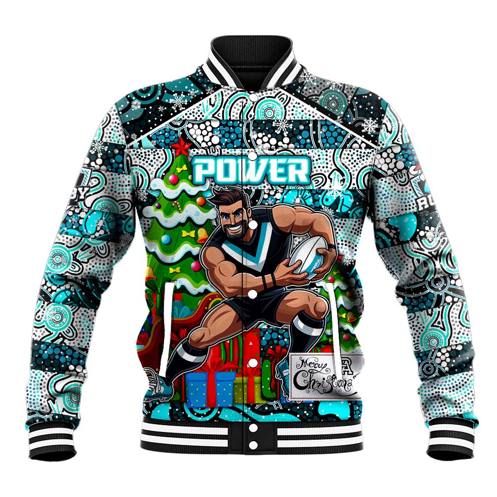 Custom Power Rugby Merry Christmas Baseball Jacket Indigenous Australian Art
