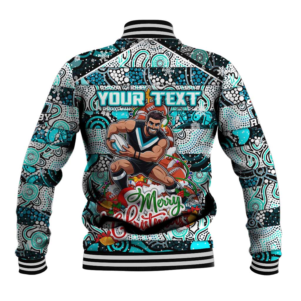 Custom Power Rugby Merry Christmas Baseball Jacket Indigenous Australian Art