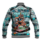 Custom Power Rugby Merry Christmas Baseball Jacket Indigenous Australian Art