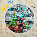 Power Football Merry Christmas Beach Blanket Indigenous Australian Art