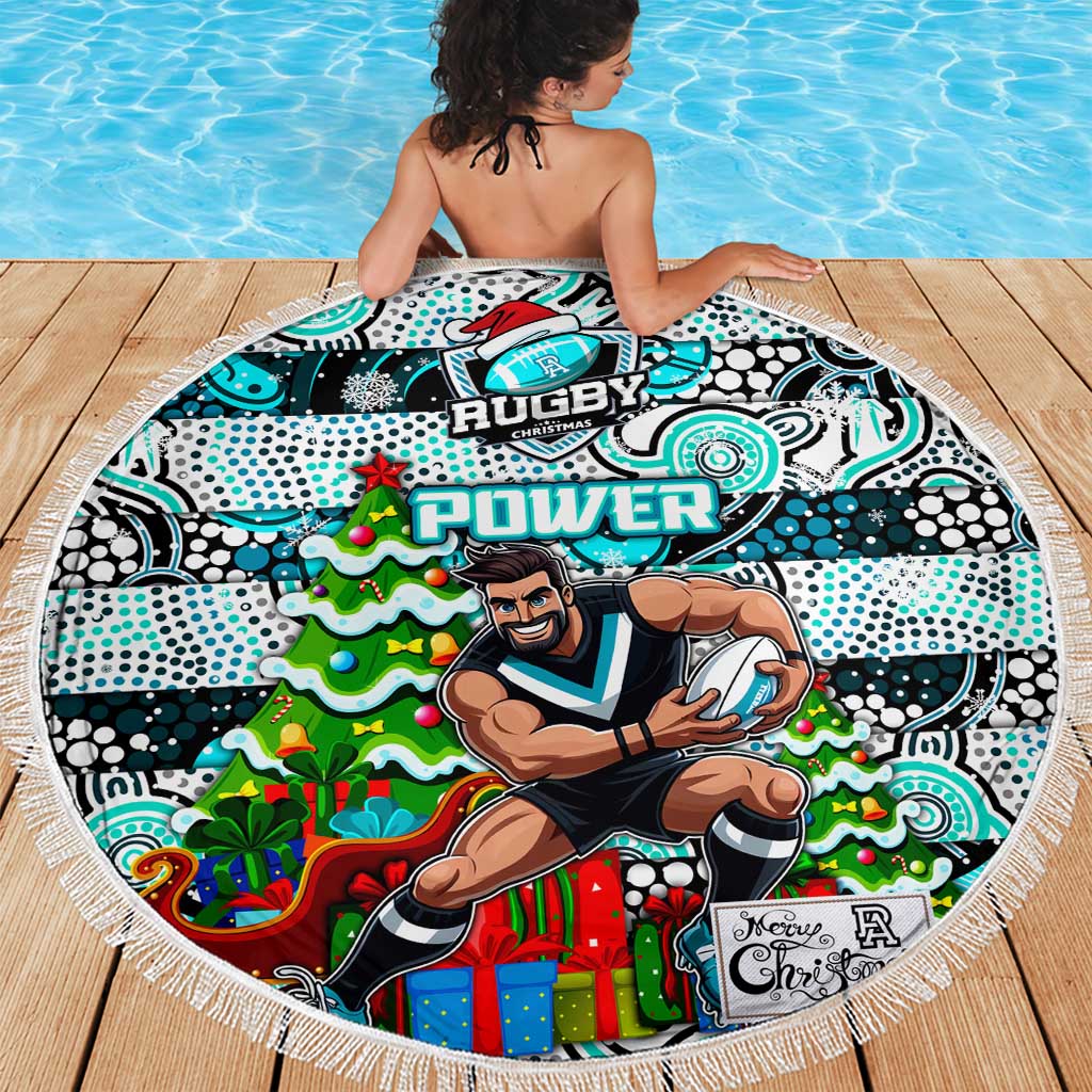Power Football Merry Christmas Beach Blanket Indigenous Australian Art