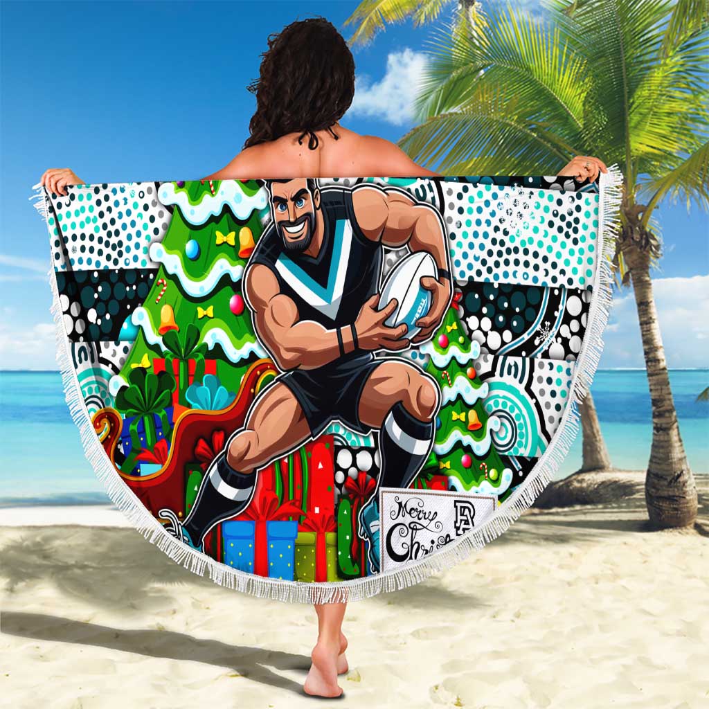 Power Football Merry Christmas Beach Blanket Indigenous Australian Art