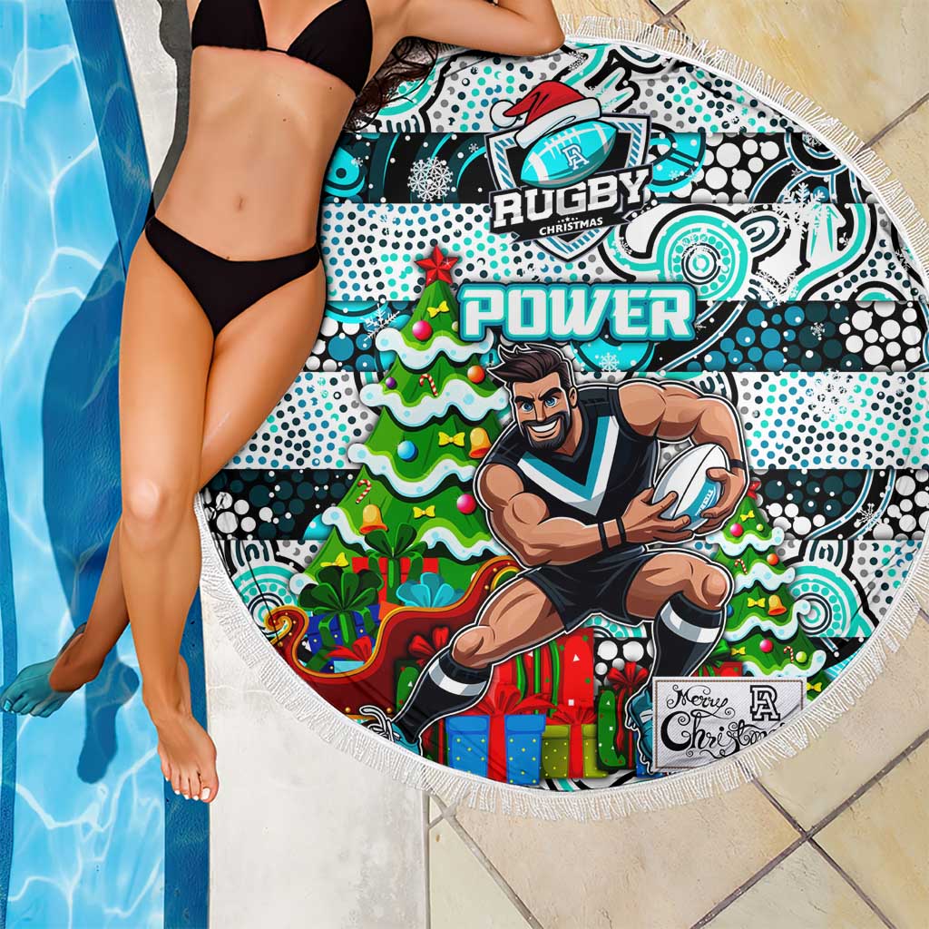 Power Football Merry Christmas Beach Blanket Indigenous Australian Art