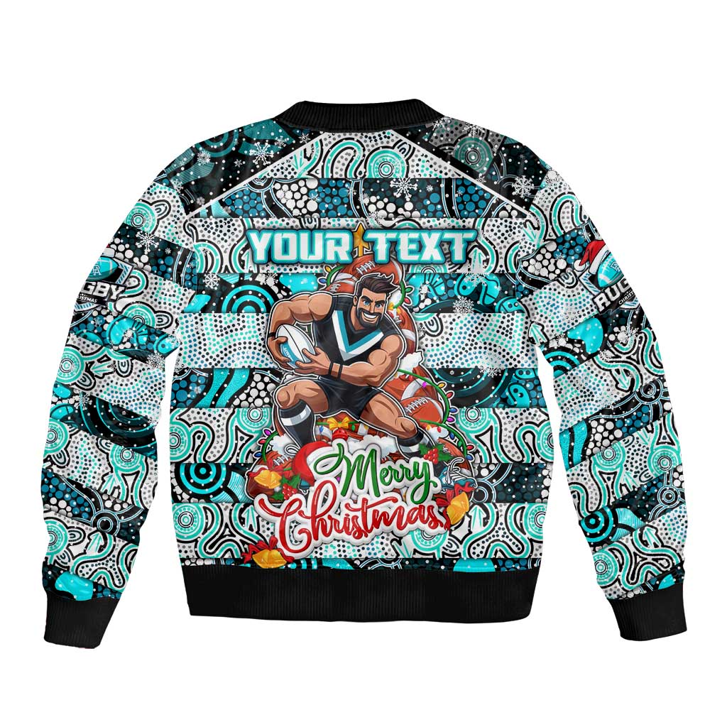 Custom Power Rugby Merry Christmas Bomber Jacket Indigenous Australian Art
