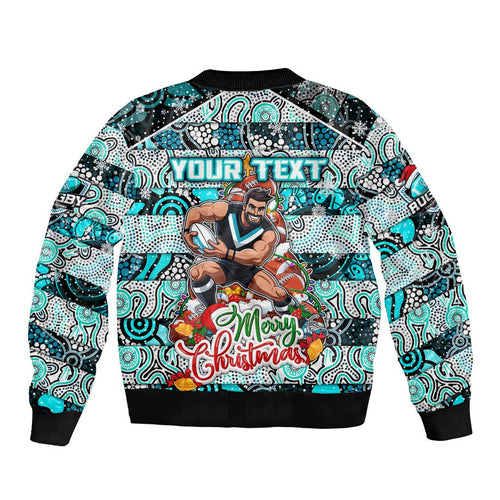 Custom Power Rugby Merry Christmas Bomber Jacket Indigenous Australian Art