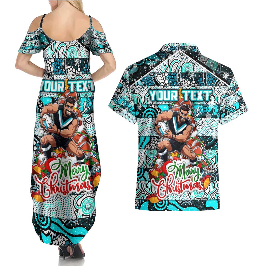 Custom Power Rugby Merry Christmas Couples Matching Summer Maxi Dress and Hawaiian Shirt Indigenous Australian Art