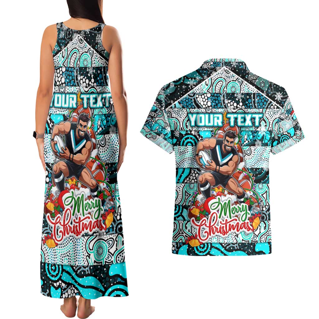 Custom Power Rugby Merry Christmas Couples Matching Tank Maxi Dress and Hawaiian Shirt Indigenous Australian Art