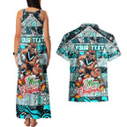 Custom Power Rugby Merry Christmas Couples Matching Tank Maxi Dress and Hawaiian Shirt Indigenous Australian Art