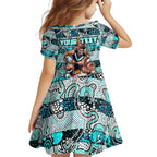 Custom Power Rugby Merry Christmas Family Matching Mermaid Dress and Hawaiian Shirt Indigenous Australian Art