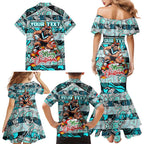 Custom Power Rugby Merry Christmas Family Matching Mermaid Dress and Hawaiian Shirt Indigenous Australian Art