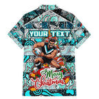 Custom Power Rugby Merry Christmas Family Matching Mermaid Dress and Hawaiian Shirt Indigenous Australian Art