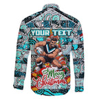 Custom Power Rugby Merry Christmas Family Matching Mermaid Dress and Hawaiian Shirt Indigenous Australian Art