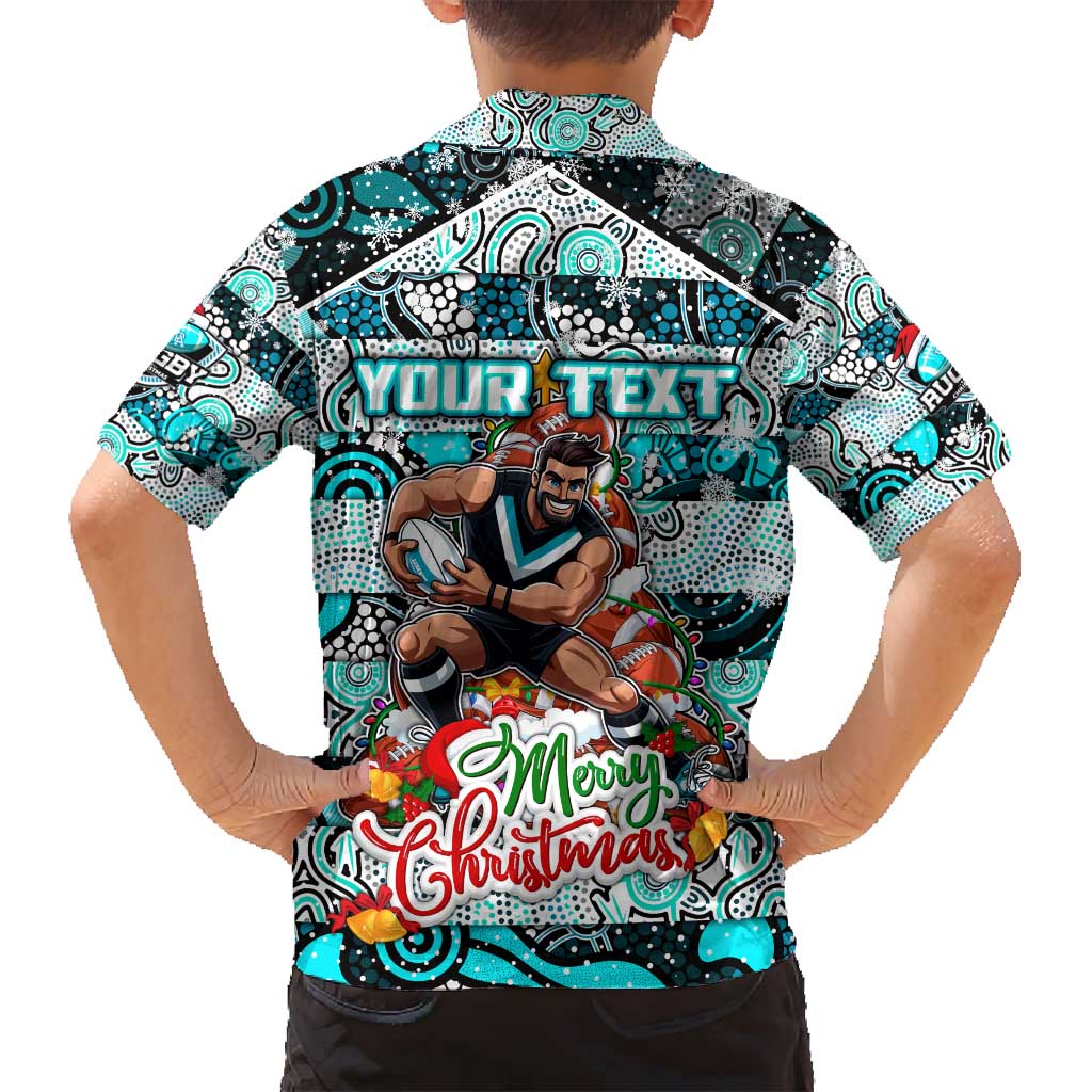 Custom Power Rugby Merry Christmas Family Matching Off Shoulder Maxi Dress and Hawaiian Shirt Indigenous Australian Art