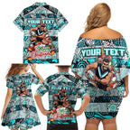 Custom Power Rugby Merry Christmas Family Matching Off Shoulder Short Dress and Hawaiian Shirt Indigenous Australian Art