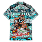 Custom Power Rugby Merry Christmas Family Matching Puletasi and Hawaiian Shirt Indigenous Australian Art